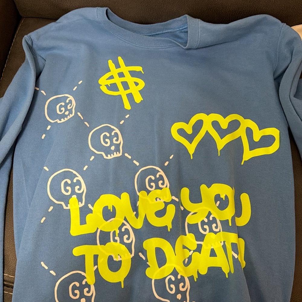 Blue women’s Shirt with Yellow Graphic Design